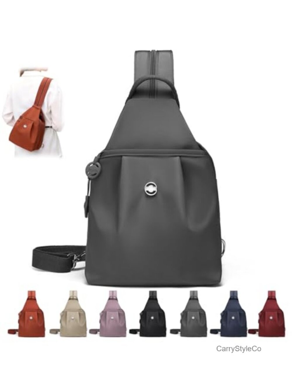 Water Resistant Nylon Convertible Anti-Theft Travel Tote Backpack Crossbody Bag